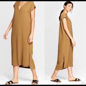 Rust T Shirt Midi Flowy Dress